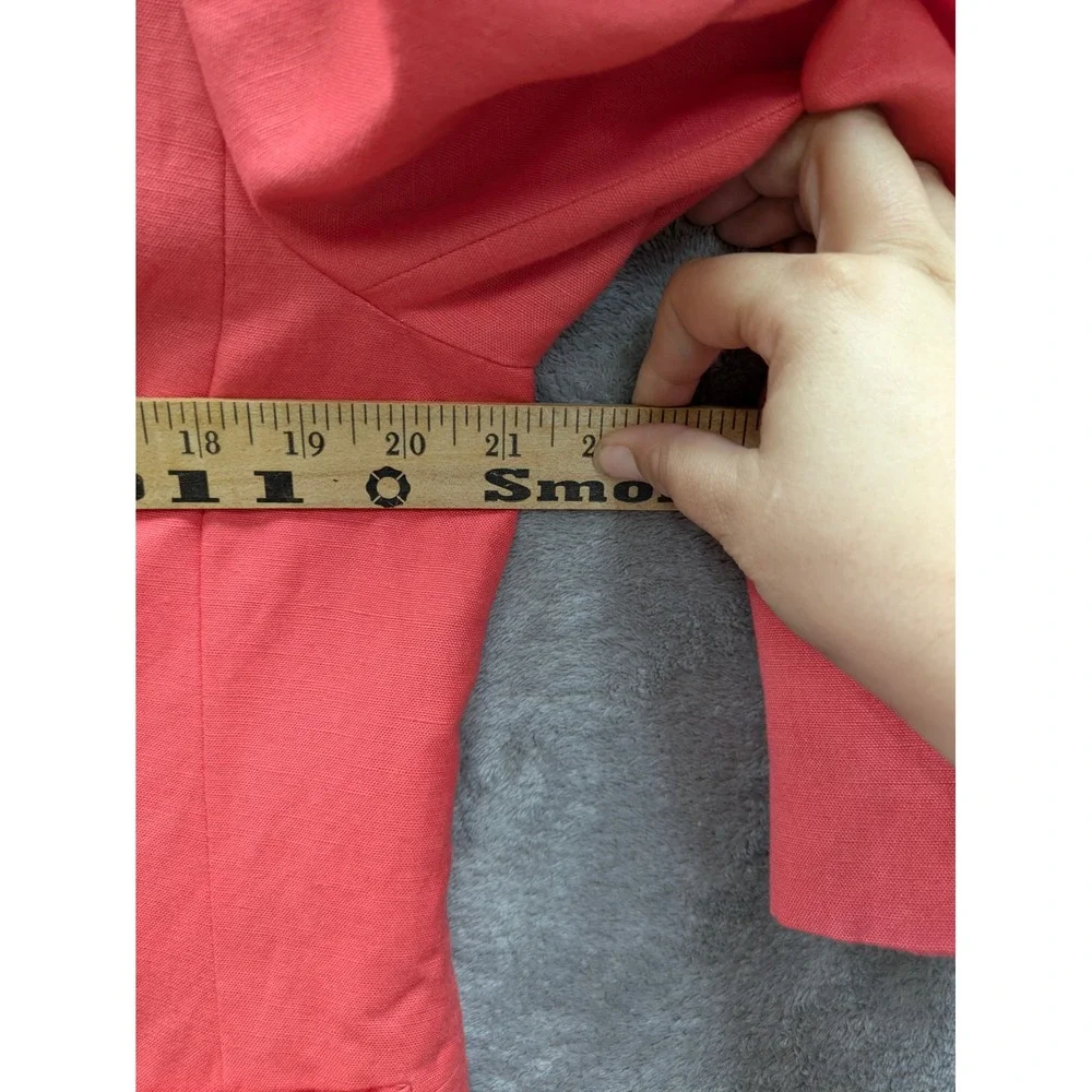 Professional‎ Linen Blend Blazer Womens 14 Coral Pink Open Front Office Career